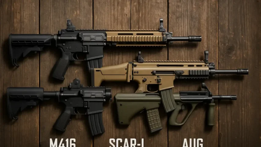 Сравнение оружия PUBG Mobile: чем отличается M416 от Scar-L и AUG
